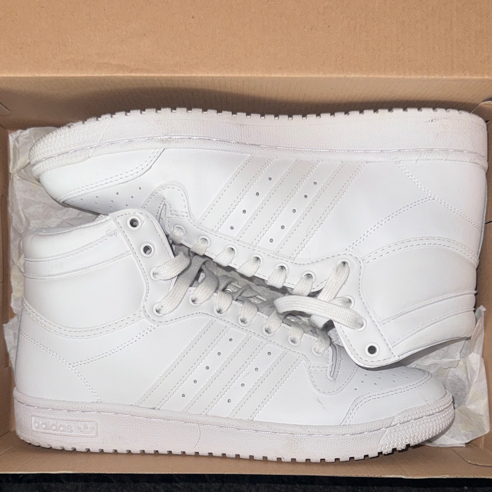 Adidas Top Ten Hi Triple-White’. Sz.10.5m. Original box